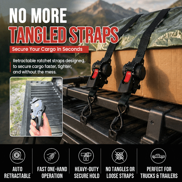 Auto Retractable Ratchet Straps 2 Pack