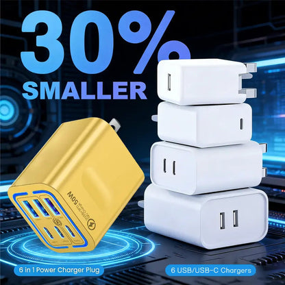 Nintrove 6-Port PD Fast Charging Station | Desk Organizer & Power Hub for MacBook/iPhone/Samsung