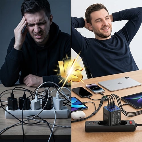 Nintrove 6-Port PD Fast Charging Station | Desk Organizer & Power Hub for MacBook/iPhone/Samsung