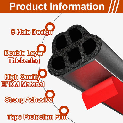 32.8 Ft Car Door Seal Strip Universal Self Adhesive Automotive Weather Stripping- 2 Sets