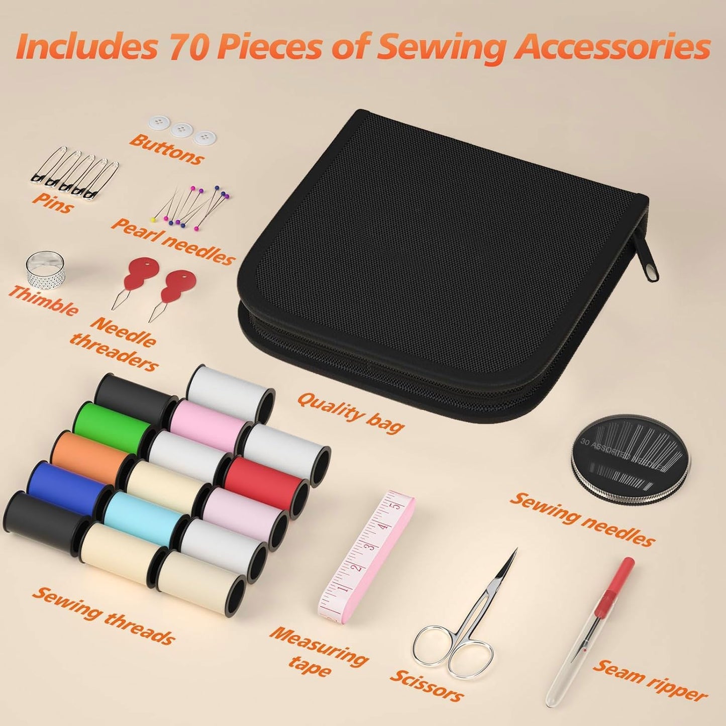 Portable Mini Travel Sewing Kit Black