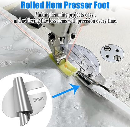 Universal Spiral Hemmer Foot for Sewing Machine