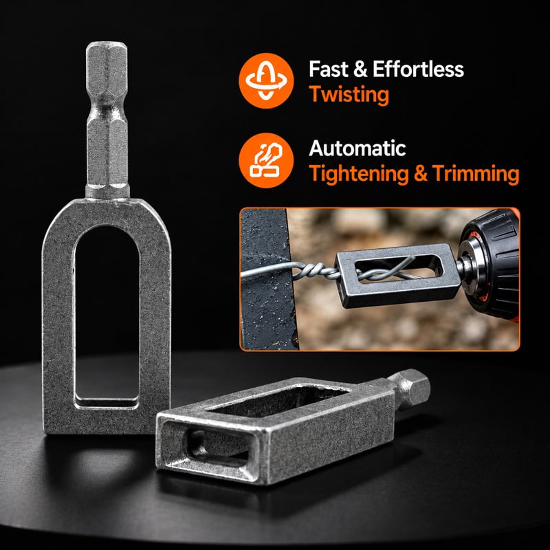 🧰Steel Wire Twisting Tool for Drill -Set (Curved + Rectangle)