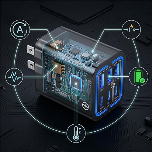 Nintrove 6-Port PD Fast Charging Station | Desk Organizer & Power Hub for MacBook/iPhone/Samsung