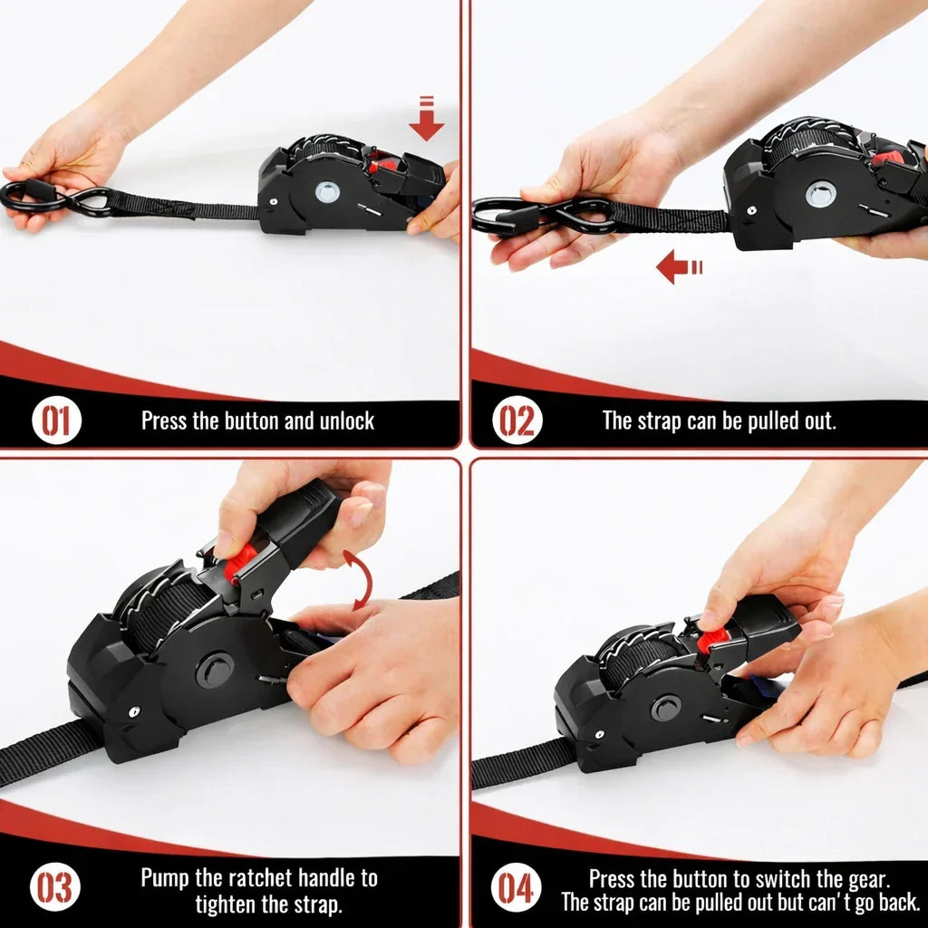 Auto Retractable Ratchet Straps 2 Pack