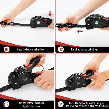 Auto Retractable Ratchet Straps 2 Pack