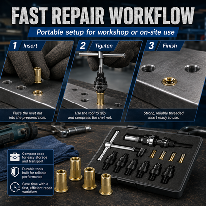 Manual & Electric Rivet Nut Tool Kit, Rivnut Setting Tool Set