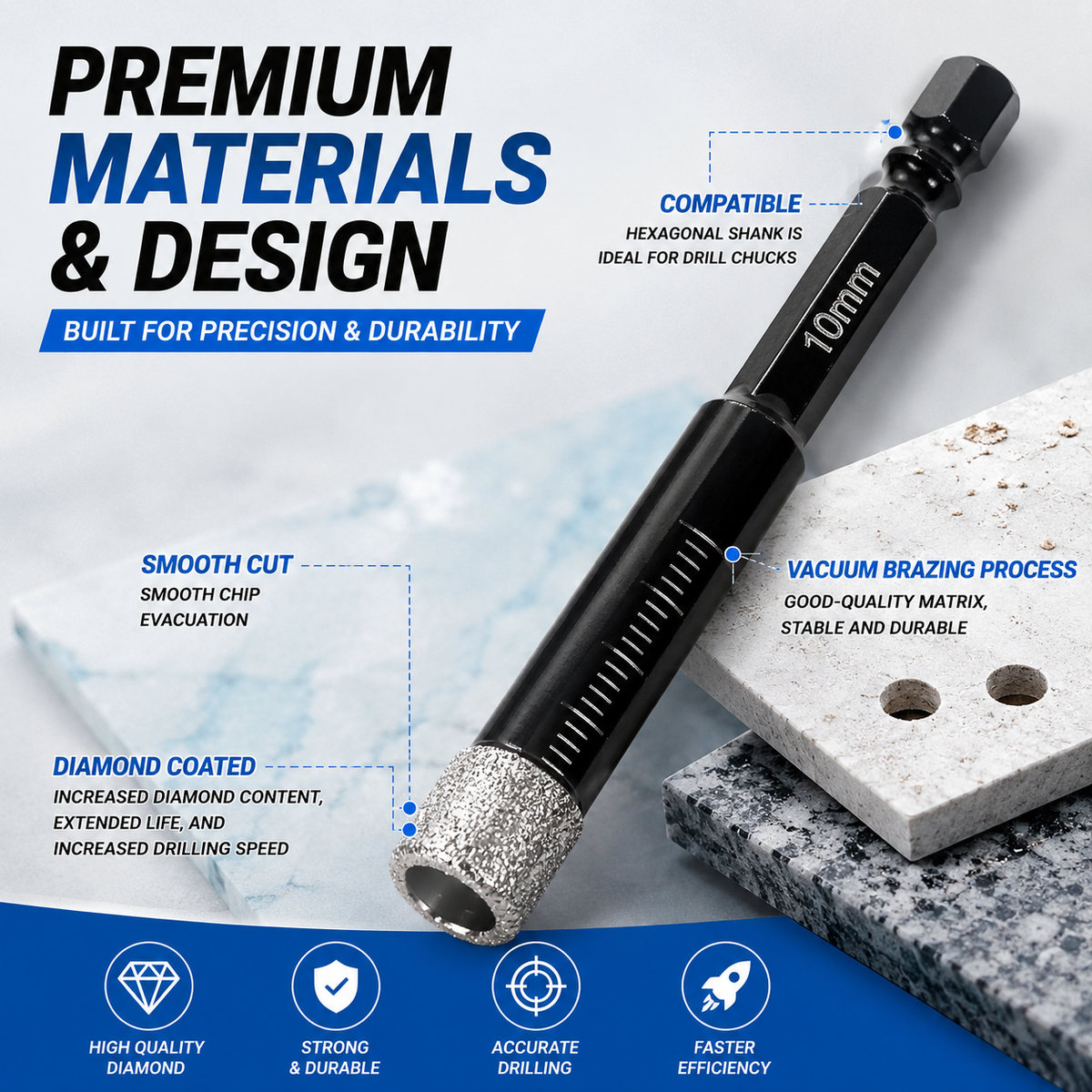 Diamond Tile Drill Bits – 6 Piece Set