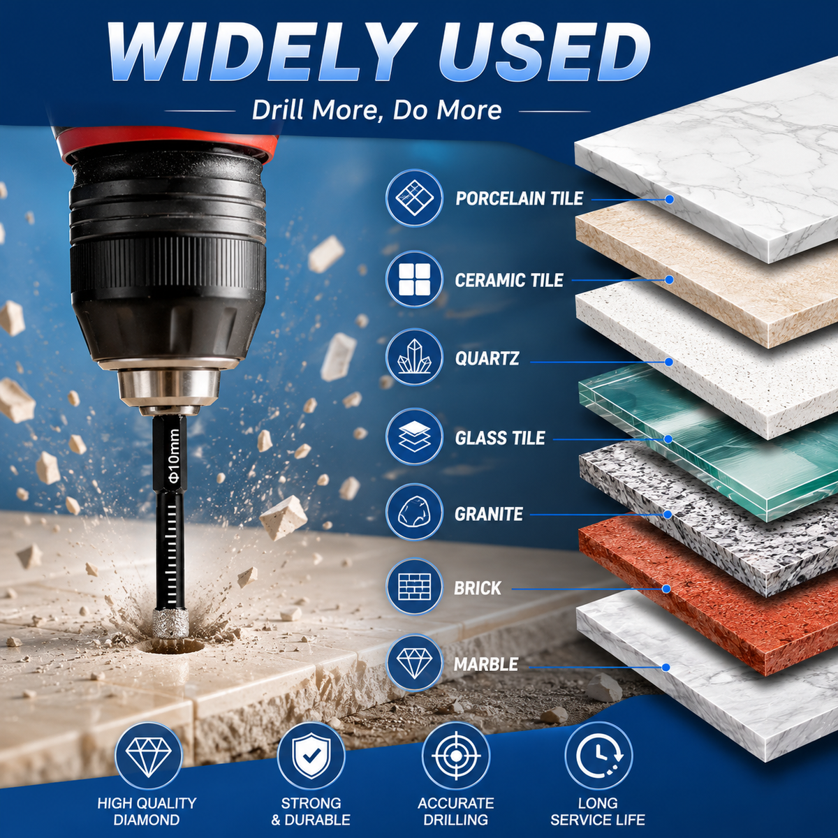 Diamond Tile Drill Bits – 6 Piece Set