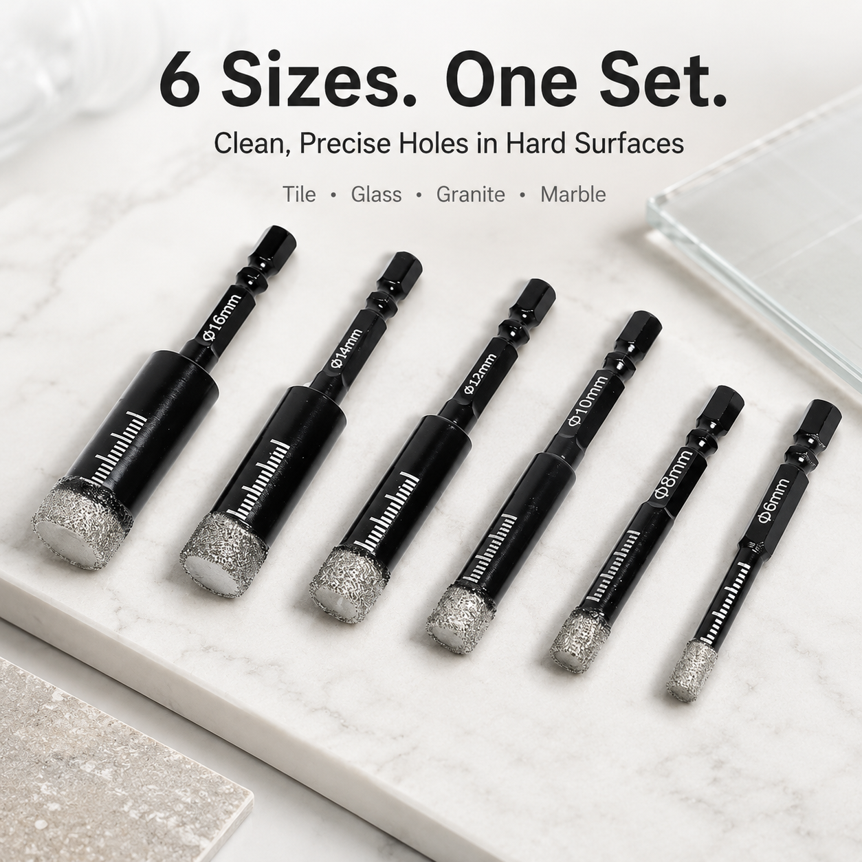 Diamond Tile Drill Bits – 6 Piece Set
