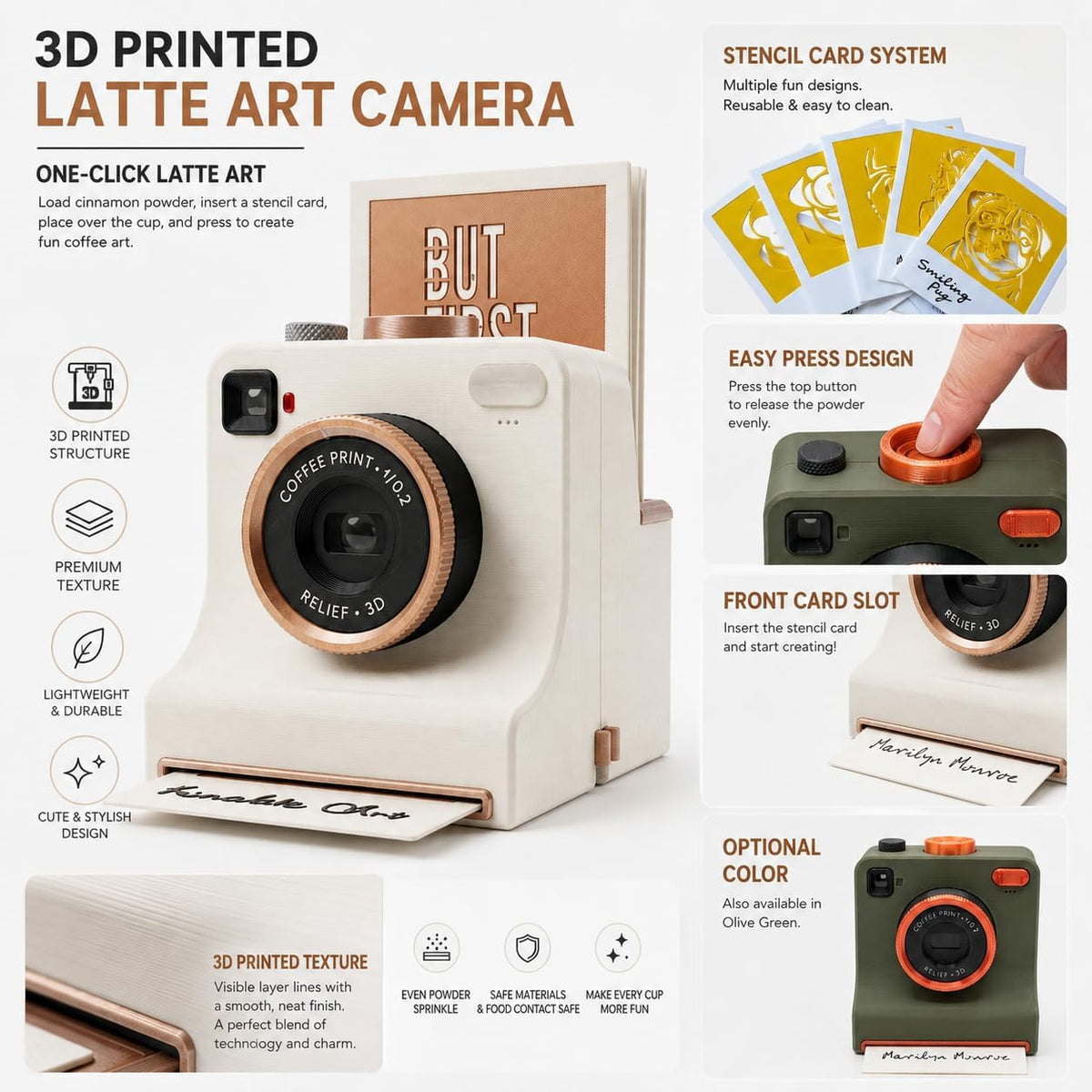3D-Printed Latte Art Camera Stencil Tool