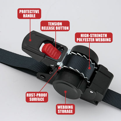 Auto Retractable Ratchet Straps 2 Pack