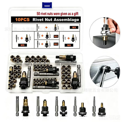 Manual & Electric Rivet Nut Tool Kit, Rivnut Setting Tool Set
