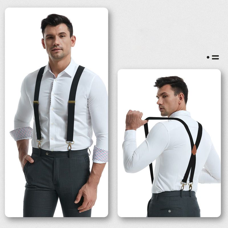 Men's X-Back Suspenders with Hook Clips