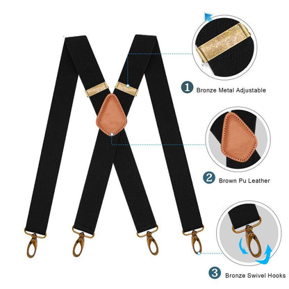 Men's X-Back Suspenders with Hook Clips